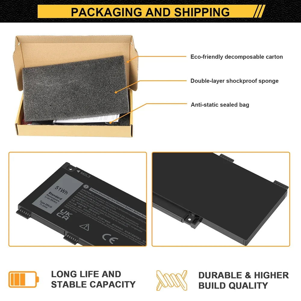 New 266J9 Battery Fits for  G3 15 3500 3590 3700 3790 G5 15 5500 5505 SE