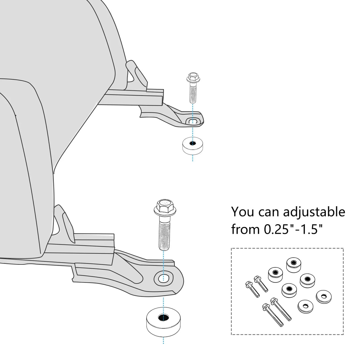 WEISEN - Fit 2006-2021  FJ Cruiser | CNC Billet 1/4" To 1-1/2'' Seat Rise Spacers | Seat Lift Kits