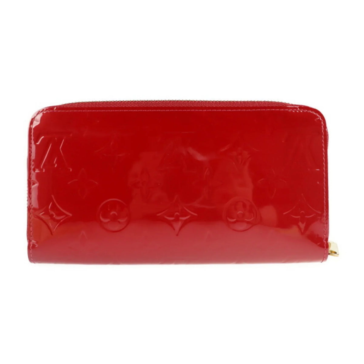 Pre-Owned LOUIS VUITTON Louis Vuitton Zippy Wallet Long M90200 Monogram Vernis Surise Red Round Zipper Zip Gold Metal Fittings (Good)
