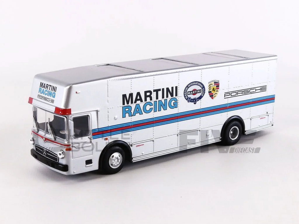 Mercedes Benz Race Car Transporter "Martini Racing" Silver with Stripes 1/64 Diecast Model by Schuco