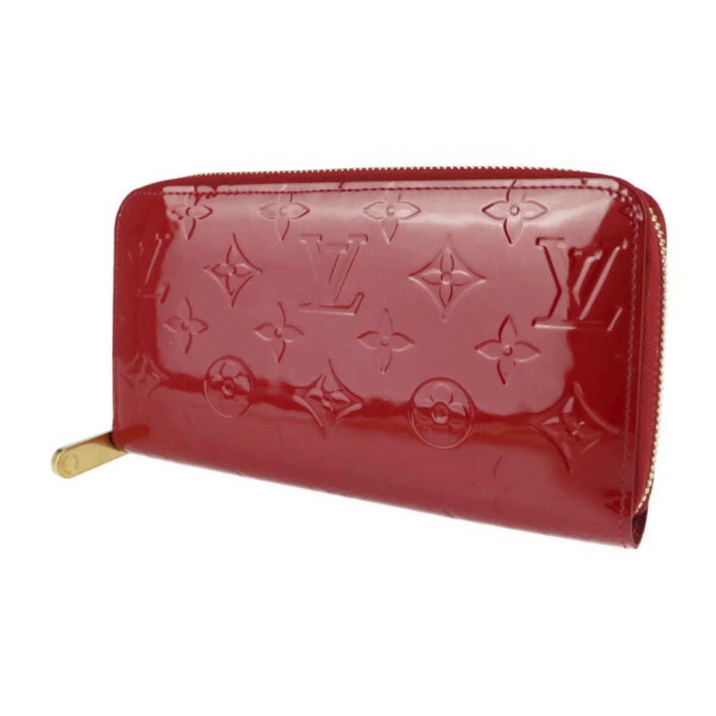 Pre-Owned LOUIS VUITTON Louis Vuitton Zippy Wallet Long M90200 Monogram Vernis Surise Red Round Zipper Zip Gold Metal Fittings (Good)