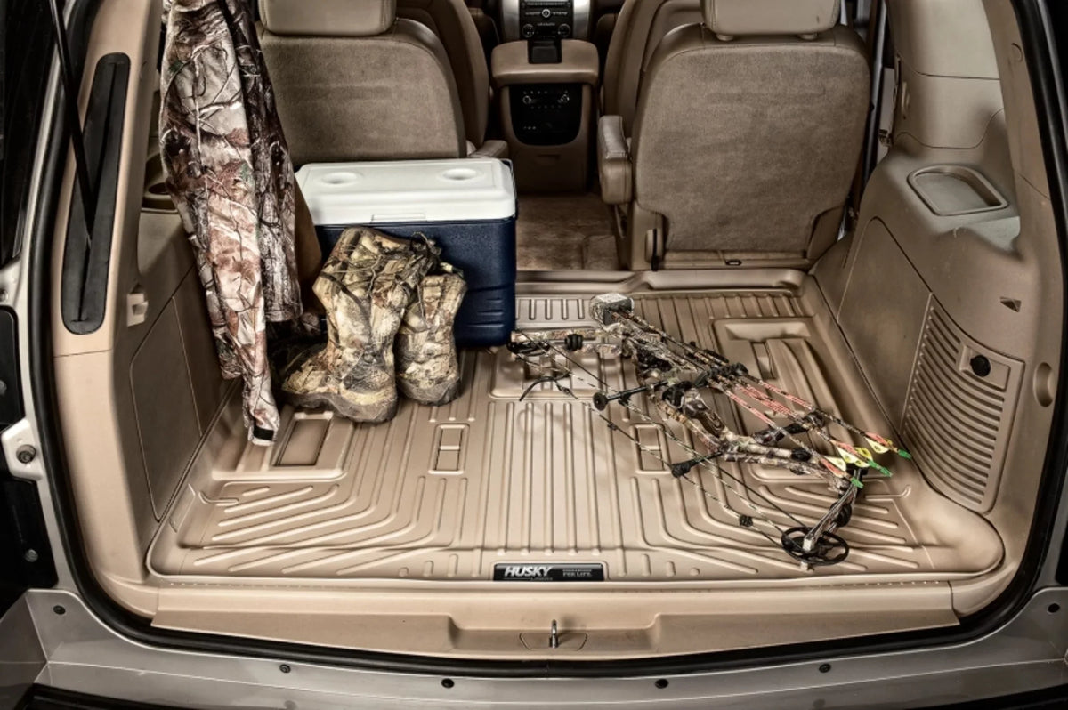 Husky by RealTruck Weatherbeater Series Cargo Liner behind 3rd Row Black matching with 21 Chevrolet Suburban/GMC Yukon XL appropriate with select: 2021-2023 Cadillac Escalade