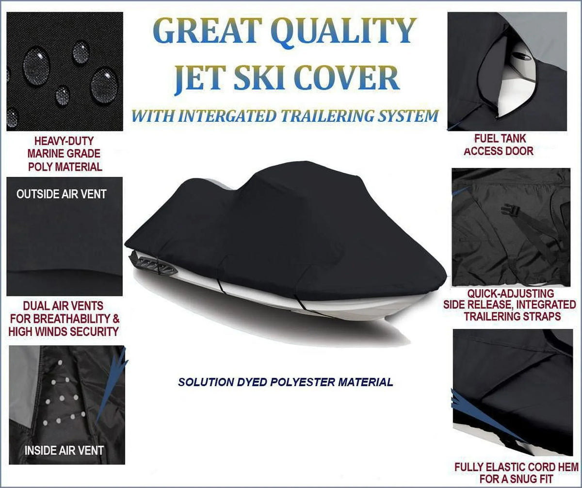 BLACK TOP OF THE LINE JET SKI protector appropriate for Kawasaki STX 2009 2010 Jet Ski wrap PWC Covers