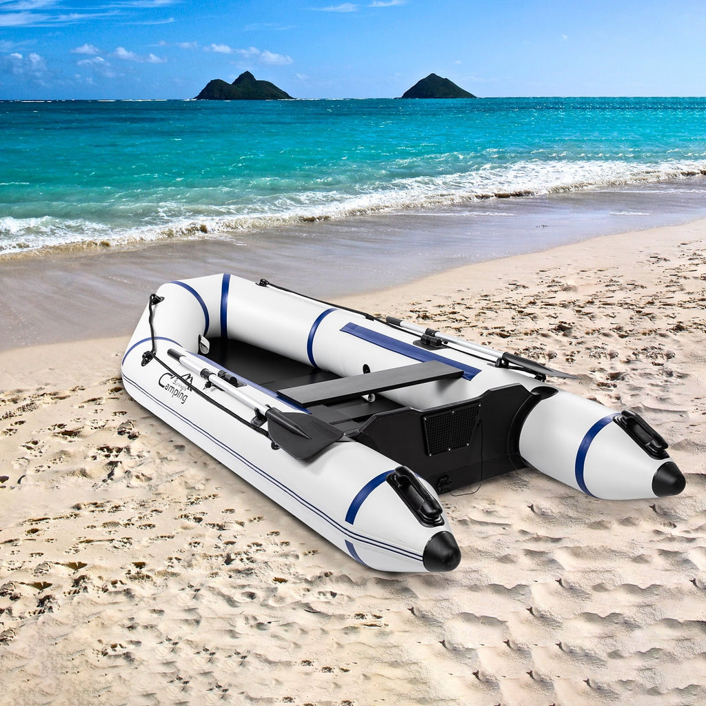 Zimtown 7.5 ft Adult Inflatable Fishing craft, with Oars and Pump, Gray/White