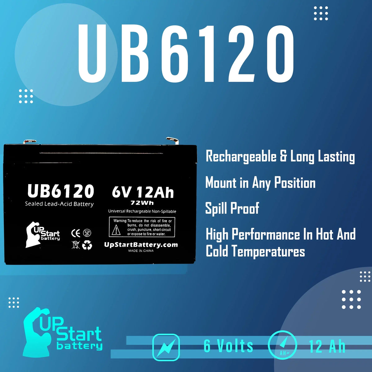 5x Pack - appropriate Tripp-Lite 850 Battery - Replacement UB6120 Universal Sealed Lead Acid Battery (6V, 12Ah, 12000mAh, F1 Terminal, AGM, SLA) - Includes 10 F1 to F2 Terminal Adapters