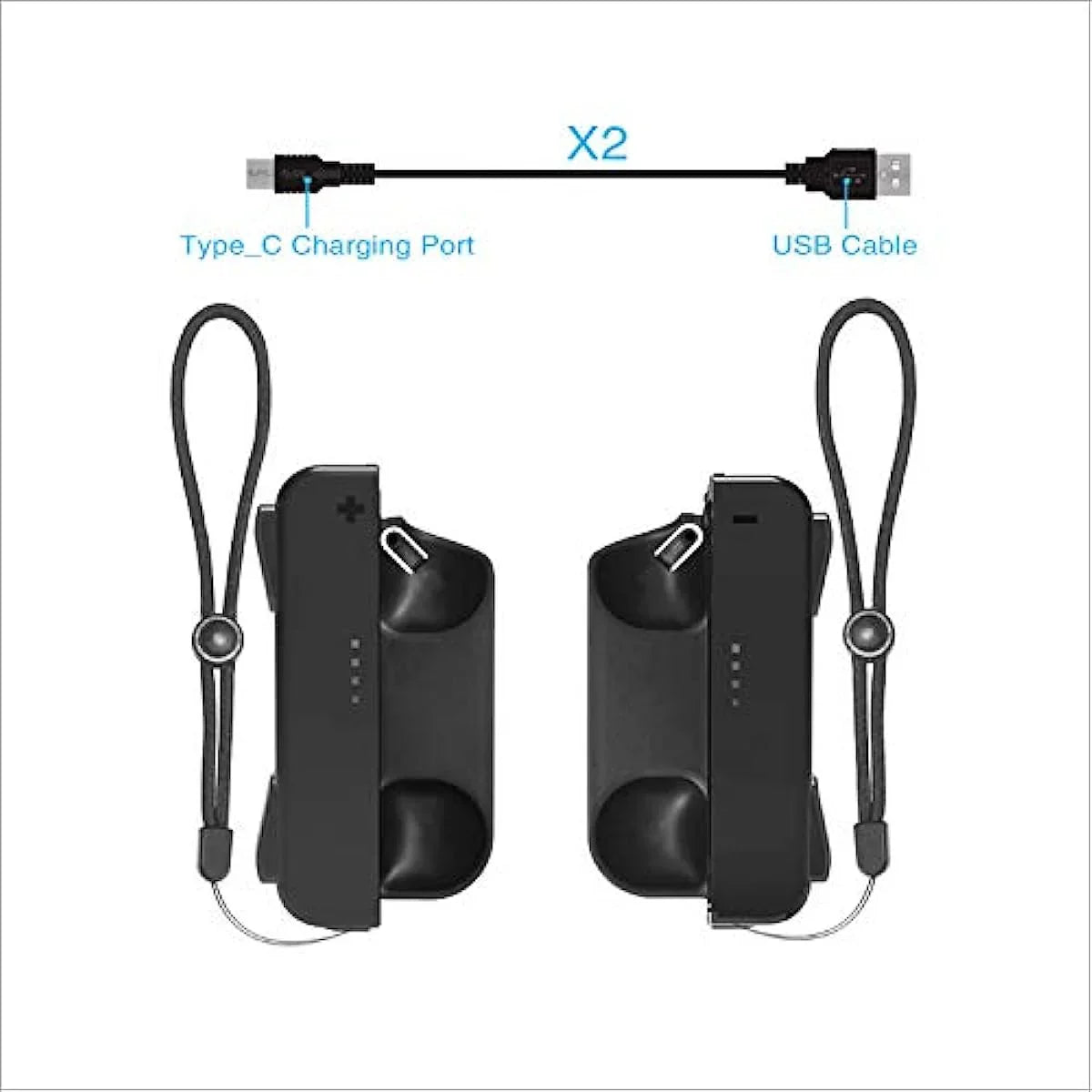 Mini Charging Grip with Strap for Switch Joy-Con Controller