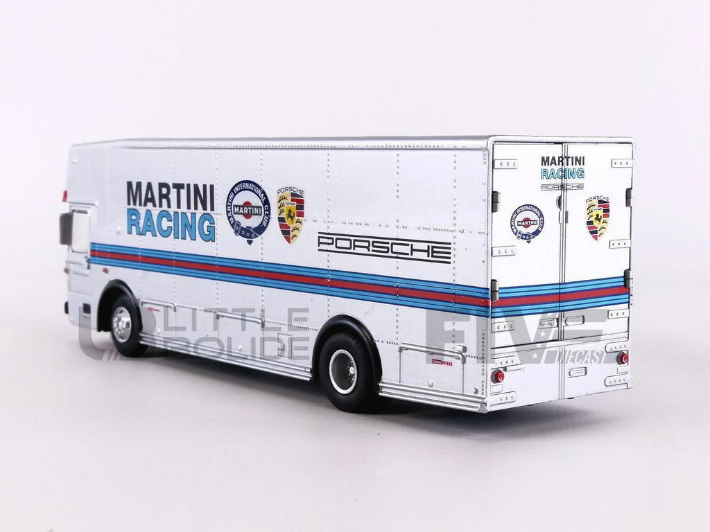 Mercedes Benz Race Car Transporter "Martini Racing" Silver with Stripes 1/64 Diecast Model by Schuco