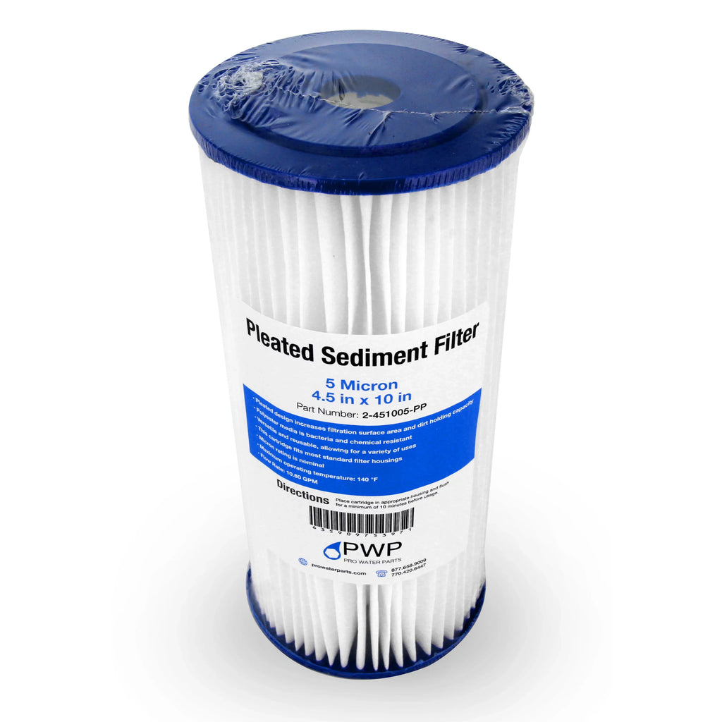 Pleated Poly Sediment aqua Filter Cartridge 4.5x10" 5 Micron 20 Pack