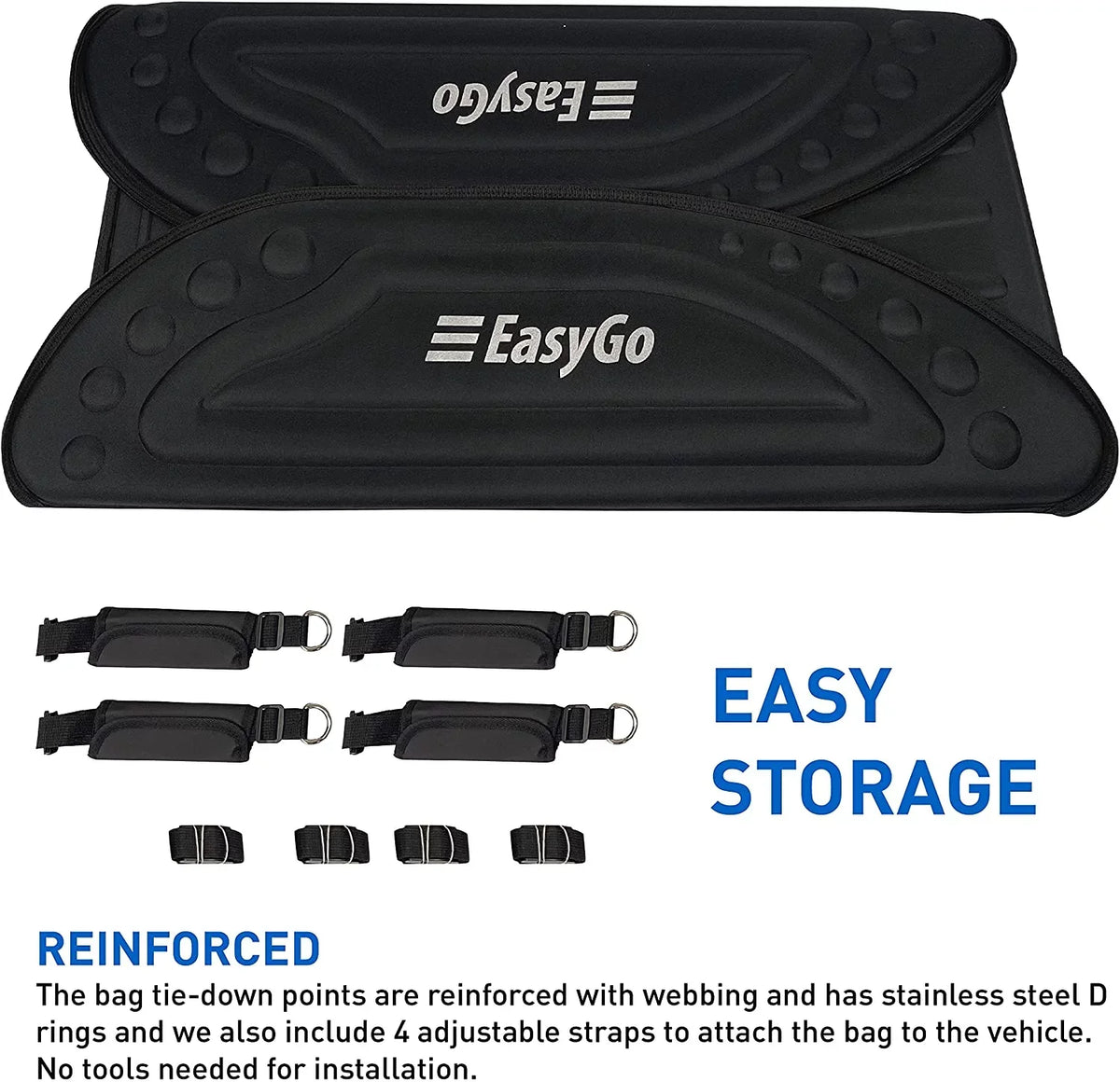 EasyGoProduct Aerodynamic Car Rooftop Cargo Carrier Bag - Soft Roof Top Luggage Bag for All Vehicles SUV with/Without Rack  Hard Sides - 4 Adjustable Straps  8 Cubic Feet - Fold Flat Storage Bag