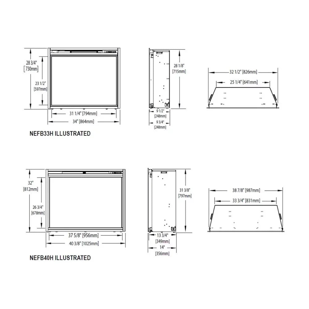Built-in Electric Firebox Insert. Napoleon 40 in
