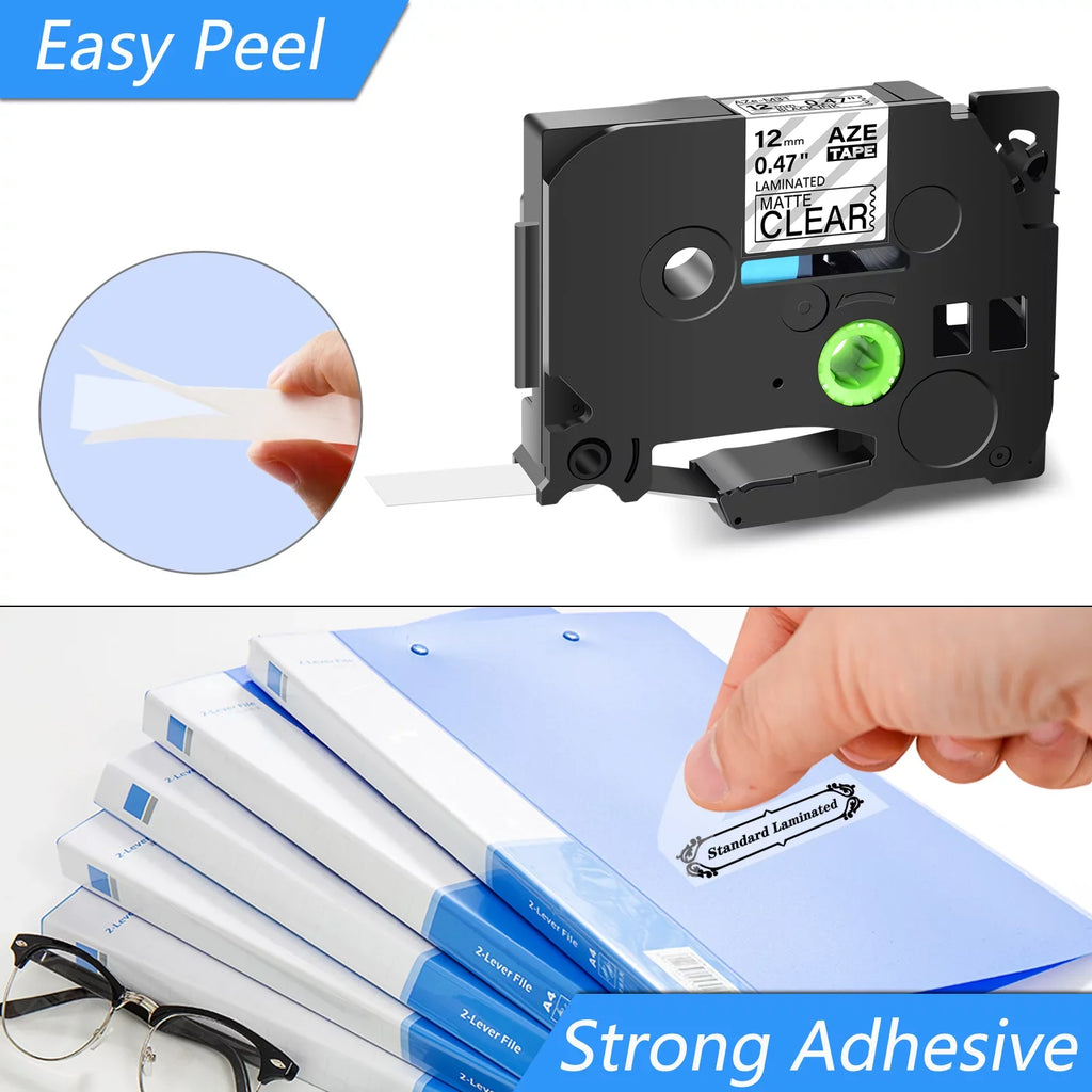 GREENCYCLE 8PK matching for Brother P-touch Black on Matte Clear 12mm 0.47" TZe-M31 TZ-M31 TZM31 TZeM31 Laminated Label Tape