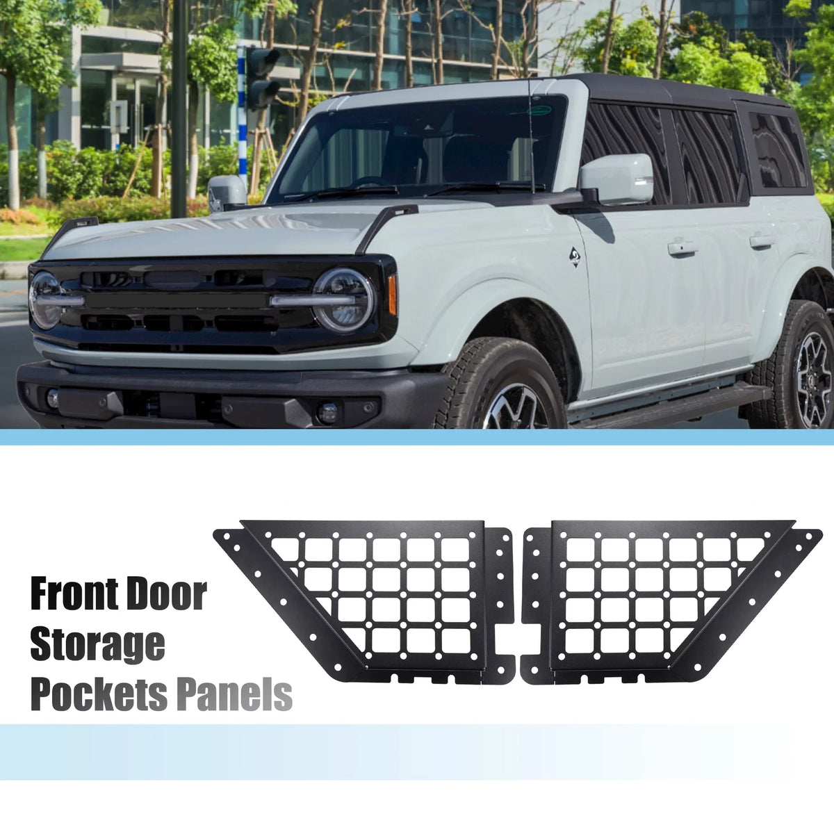 1 Pair Rear Door Storage Pockets Panels Metal Organizer Box for  Bronco 6th 4 Door 2021 2022 Accessories