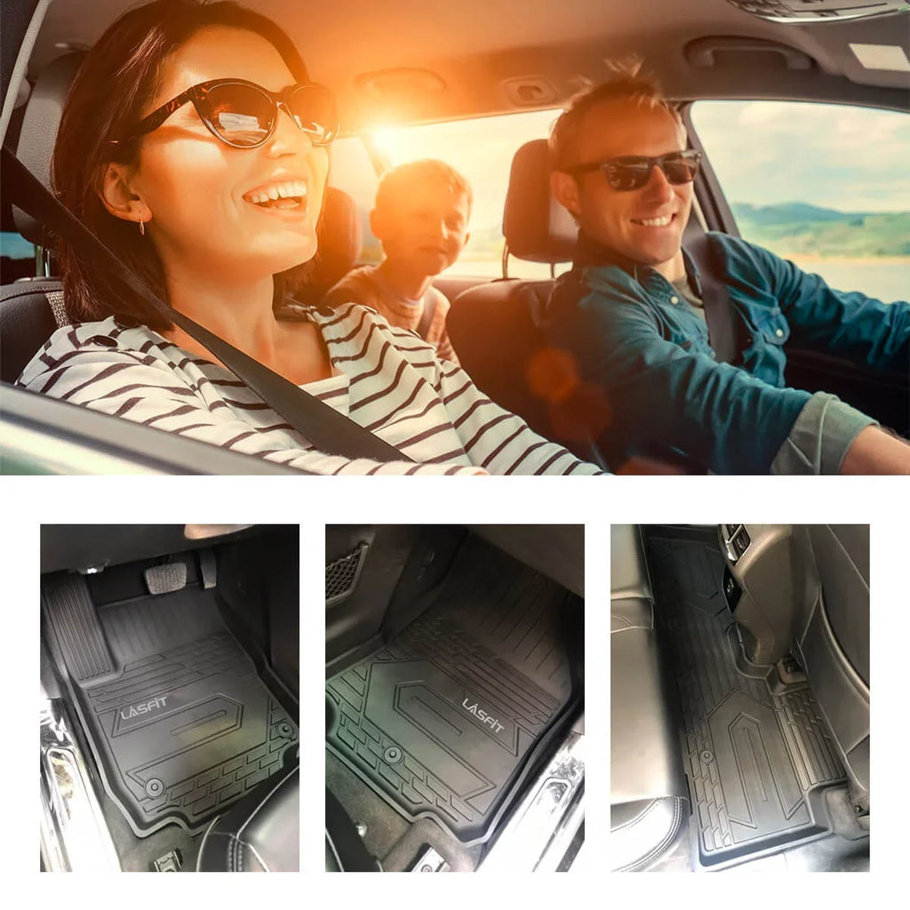 Lasfit Floor Liners for 2013- 2015 Jeep Grand Cherokee （Fit Bench Seating ONLY）,for 2013-2021 Dodge Durango (Fit Bench Seating on 2nd Row only),All elements Fit TPE Floor Mats Set