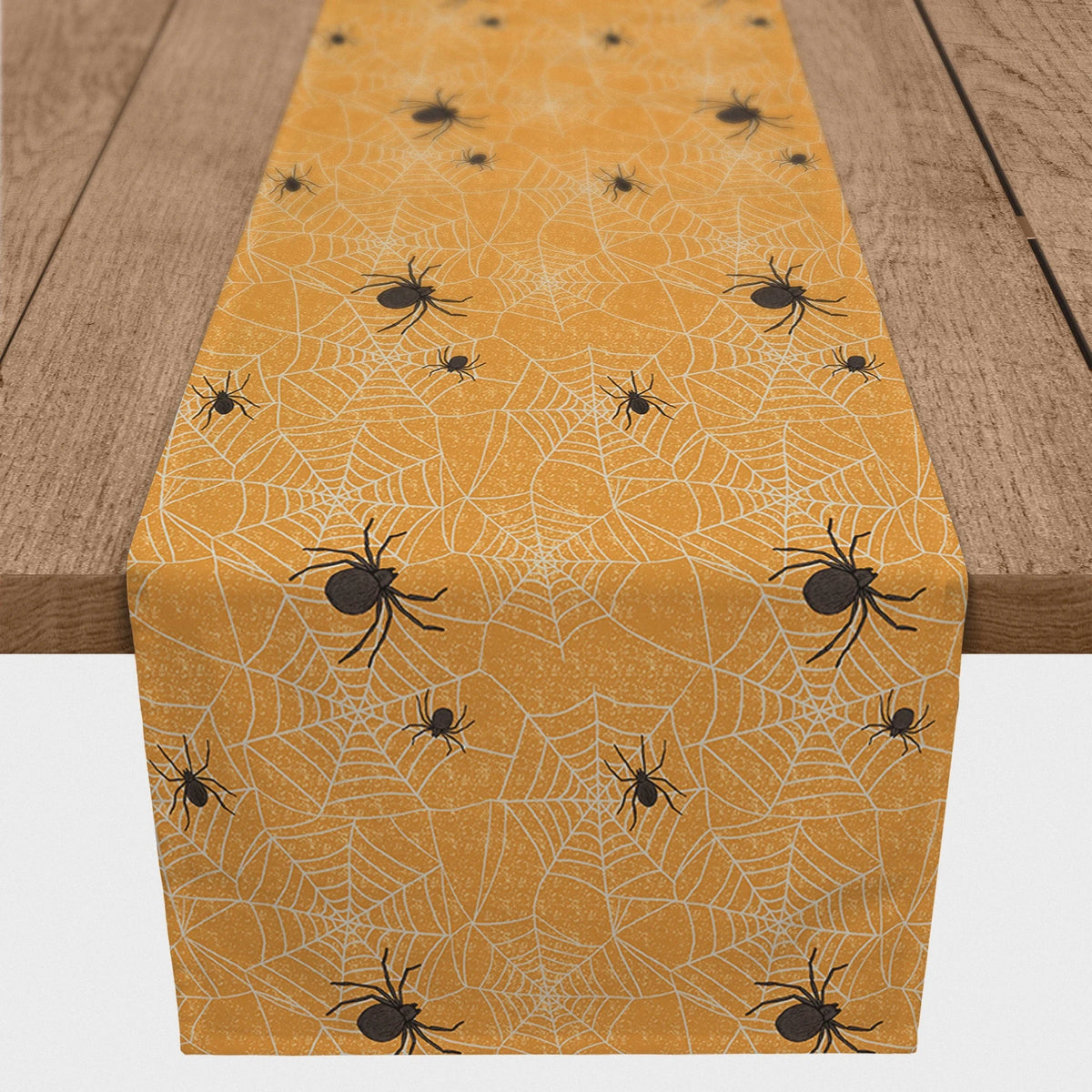 Creative Products Orange Spider Web Pattern 16 x 90 Poly Twill Table Runner