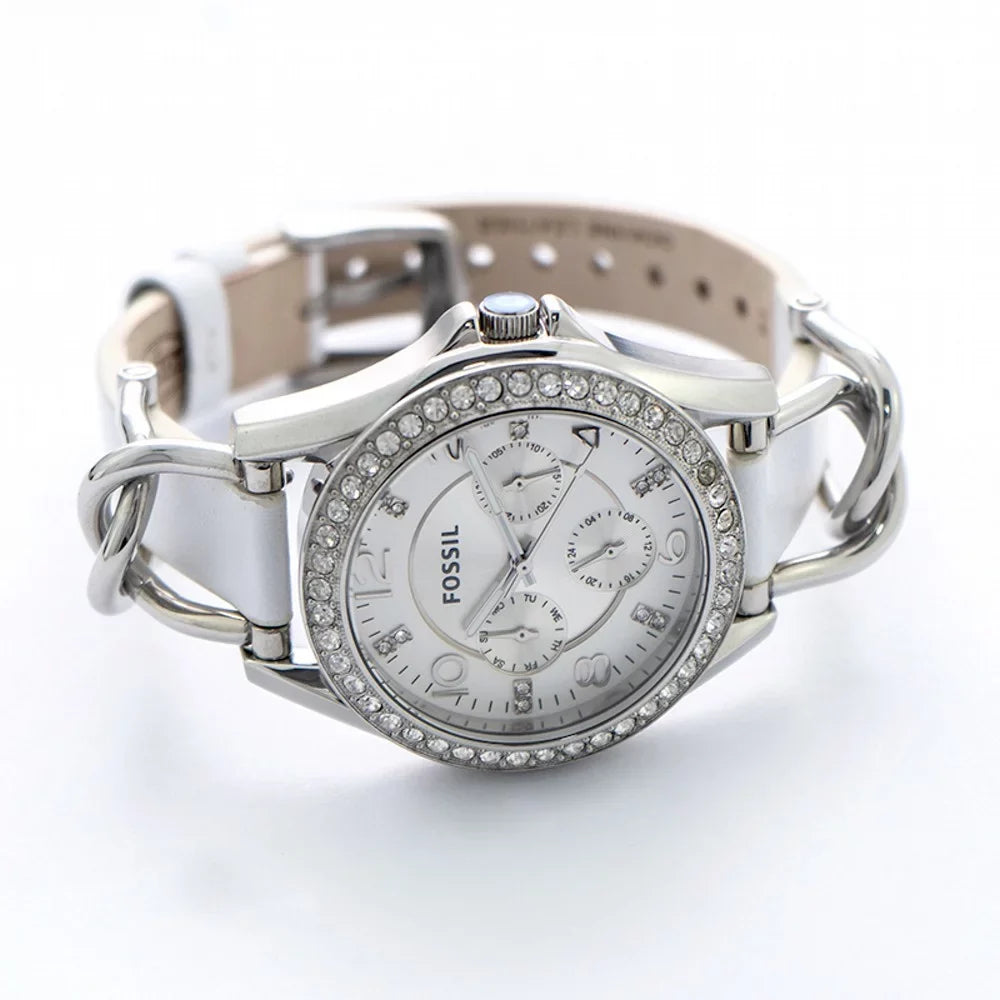 Fossil Women's  Riley Analog Display Analog Quartz White Watch 38MM ES3463