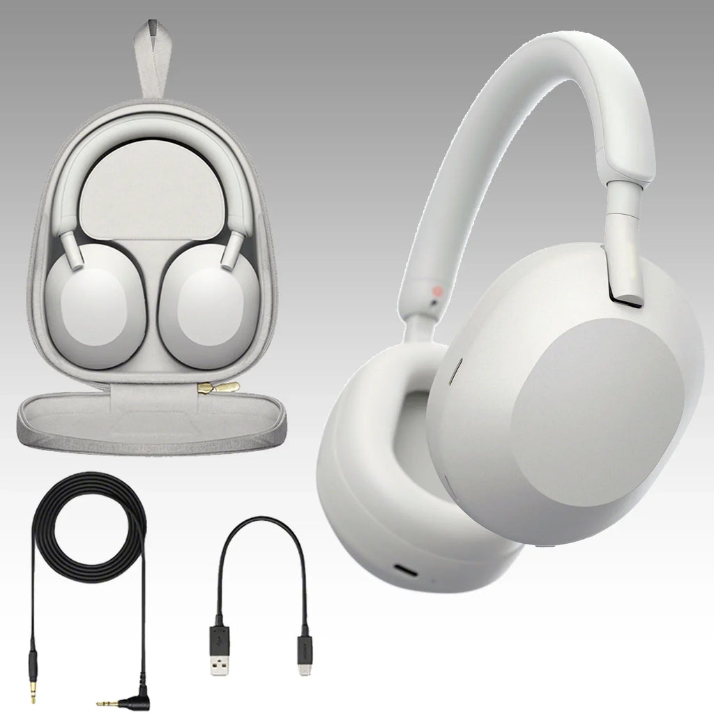 Ultimaxx Essential  WH-1000XM5 Noise-Canceling Wireless Over-Ear Headphones Bundle (Silver) - Includes: liquid-impervious Gadget Backpack & More (7pc Bundle)