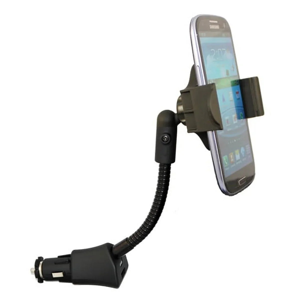 Car Mount Charger Socket Holder with USB Port Dock Cradle Gooseneck Swivel Black 3D for  Stylo 3, V10 V20 - Motorola Droid Turbo 2, Moto Z Droid Force Droid -  Galaxy J3 J5 J7, Note 3 4 5
