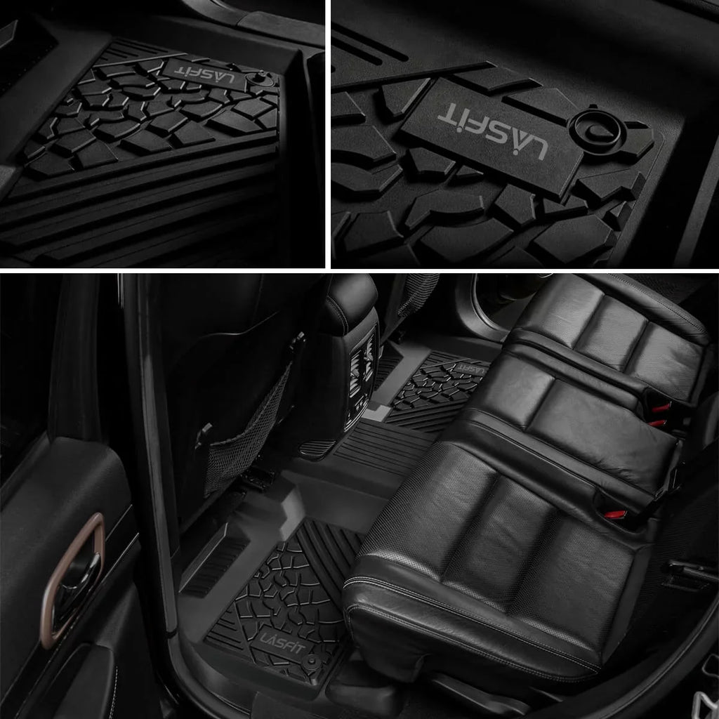 Lasfit Floor Liners for 2013- 2015 Jeep Grand Cherokee （Fit Bench Seating ONLY）,for 2013-2021 Dodge Durango (Fit Bench Seating on 2nd Row only),All elements Fit TPE Floor Mats Set