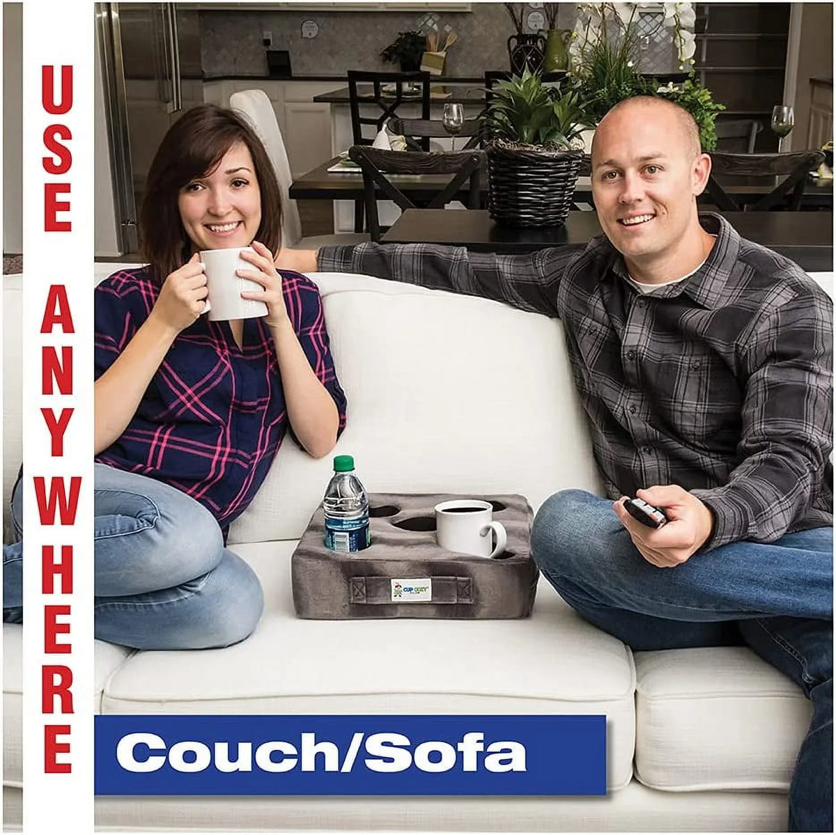 Use it Anywhere-Couch, Floor, Bed, Man cave, car, RV, Park, Beach and More!. Cup Cozy Deluxe Pillow (Yellow) As Seen on TV -The World's Best Cup Holder! Keep Your Drinks Close and Prevent Spills
